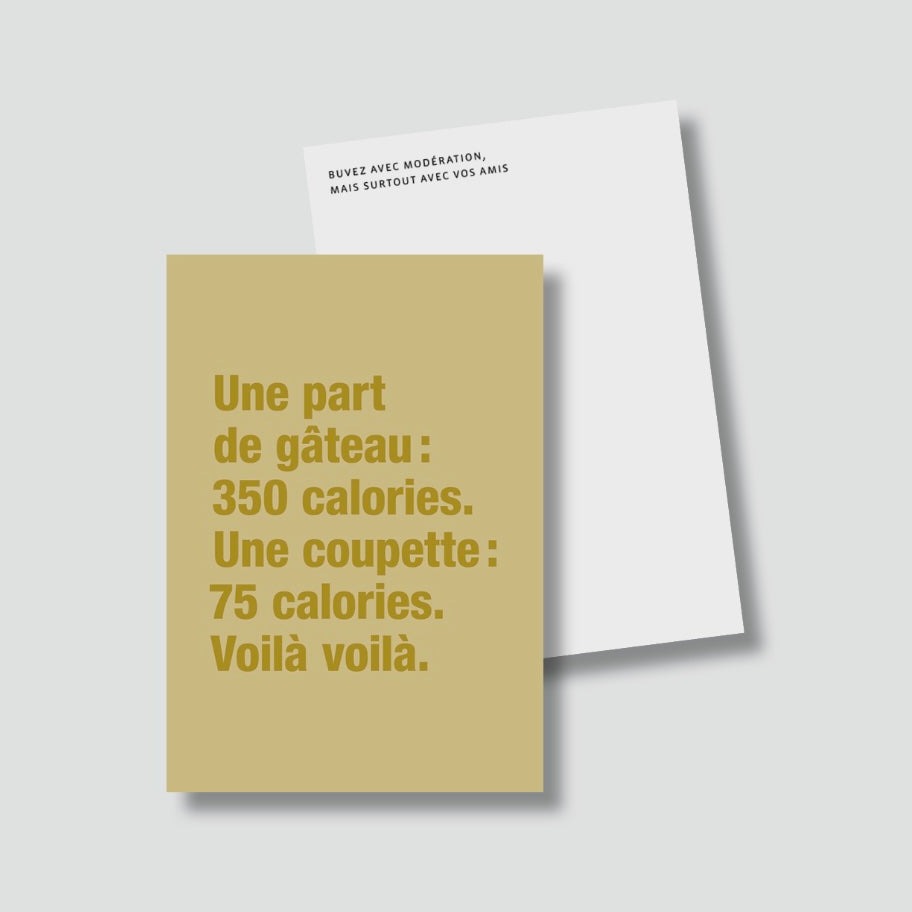 Carte Postale Une part de gateau au chocolat 350 calories
