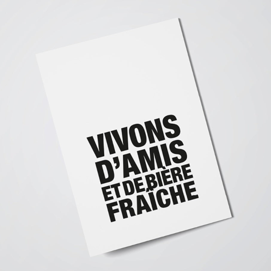 Carte Postale Vivons d'amis et de bierre fraiche