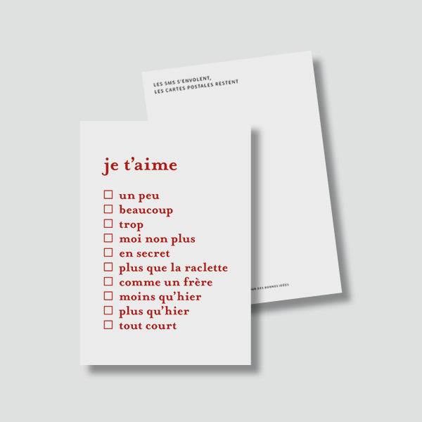 Carte Postale à cocher Je t'aime