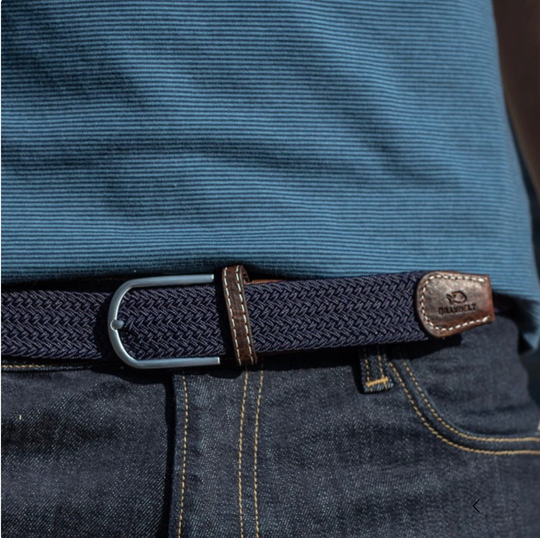 Ceinture tressée élastique Bleu marine
