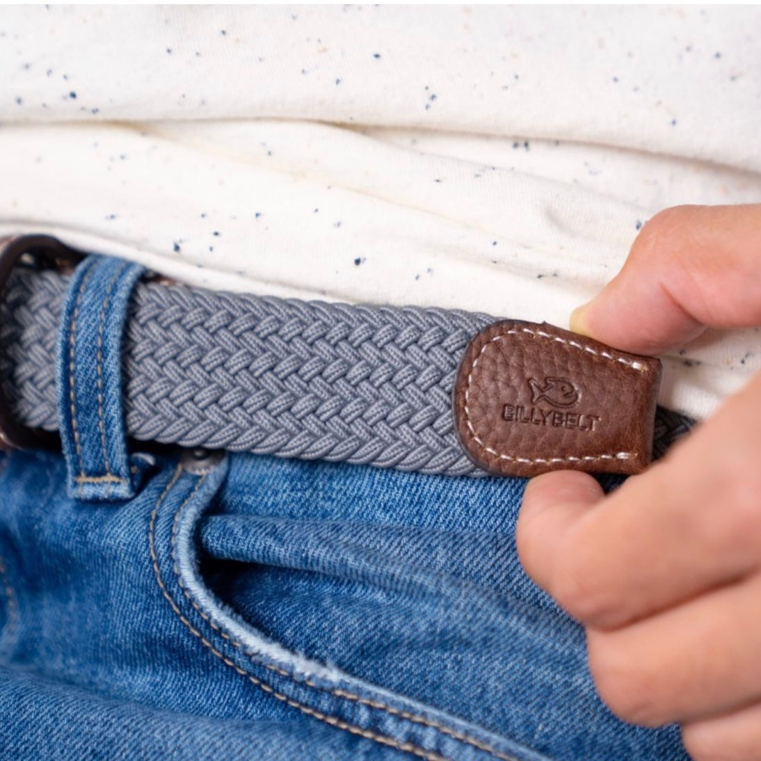 Ceinture tressée élastique Gris Froid
