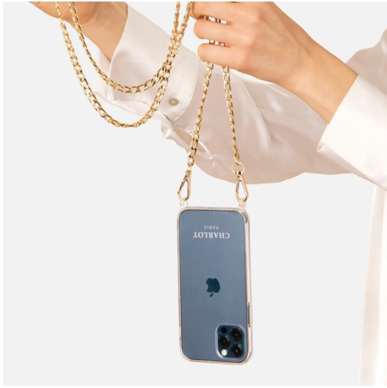 Chaine cordon téléphone acier inoxydable doré