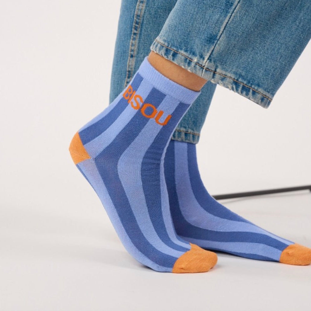 Chaussettes Rayures message BISOU