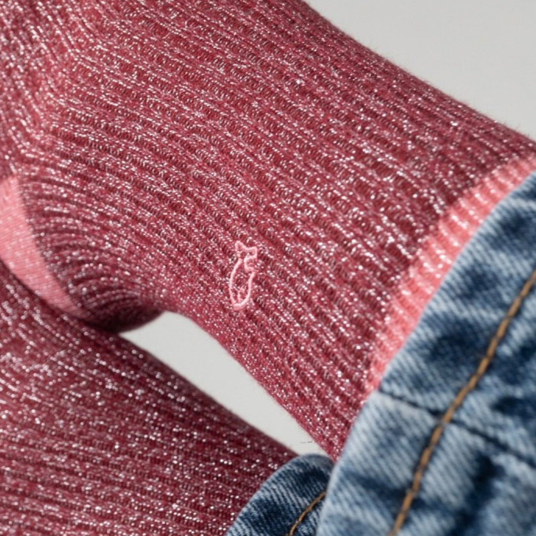 Chaussettes Vintage pailletées bordeaux