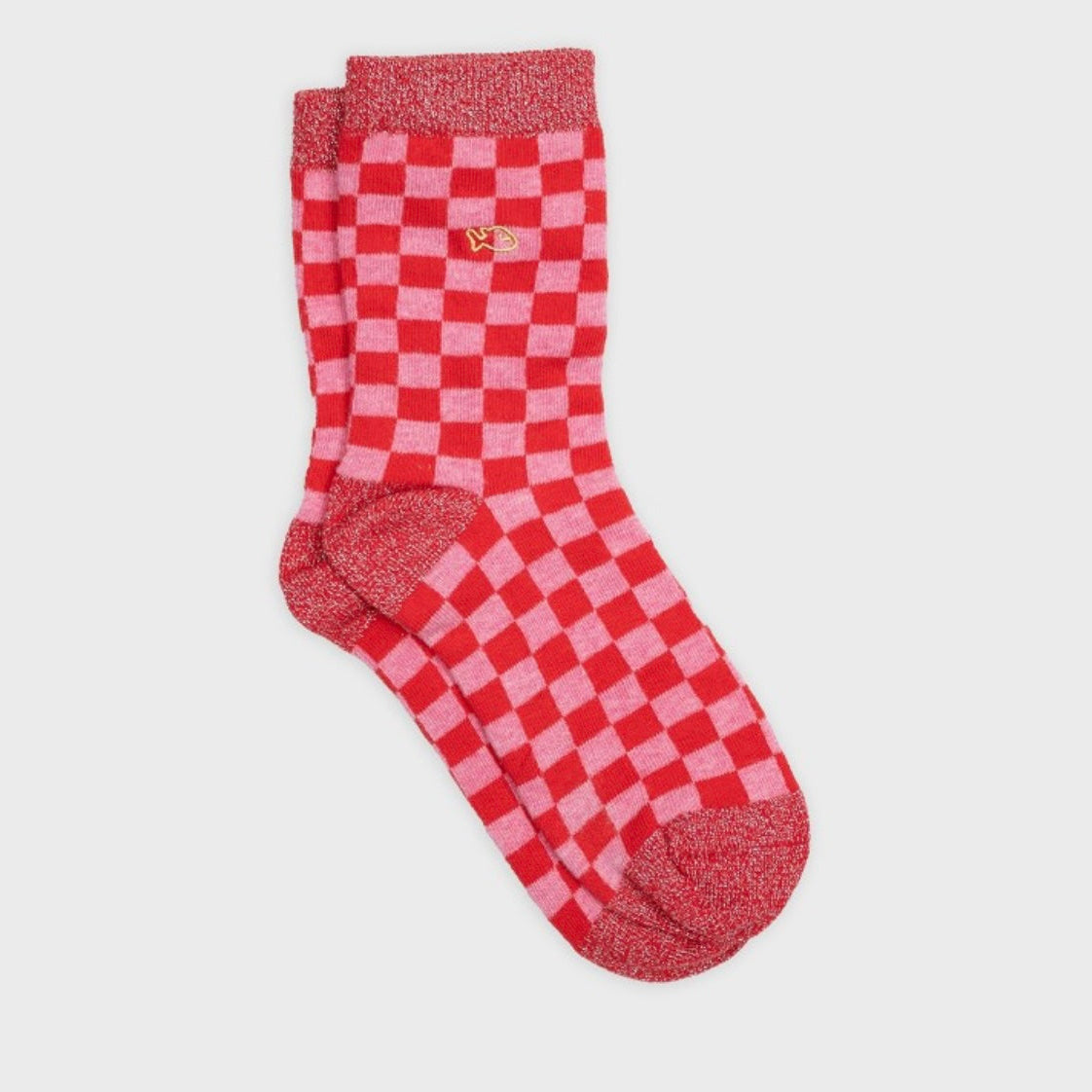 Chaussettes à carreaux Rose & rouge