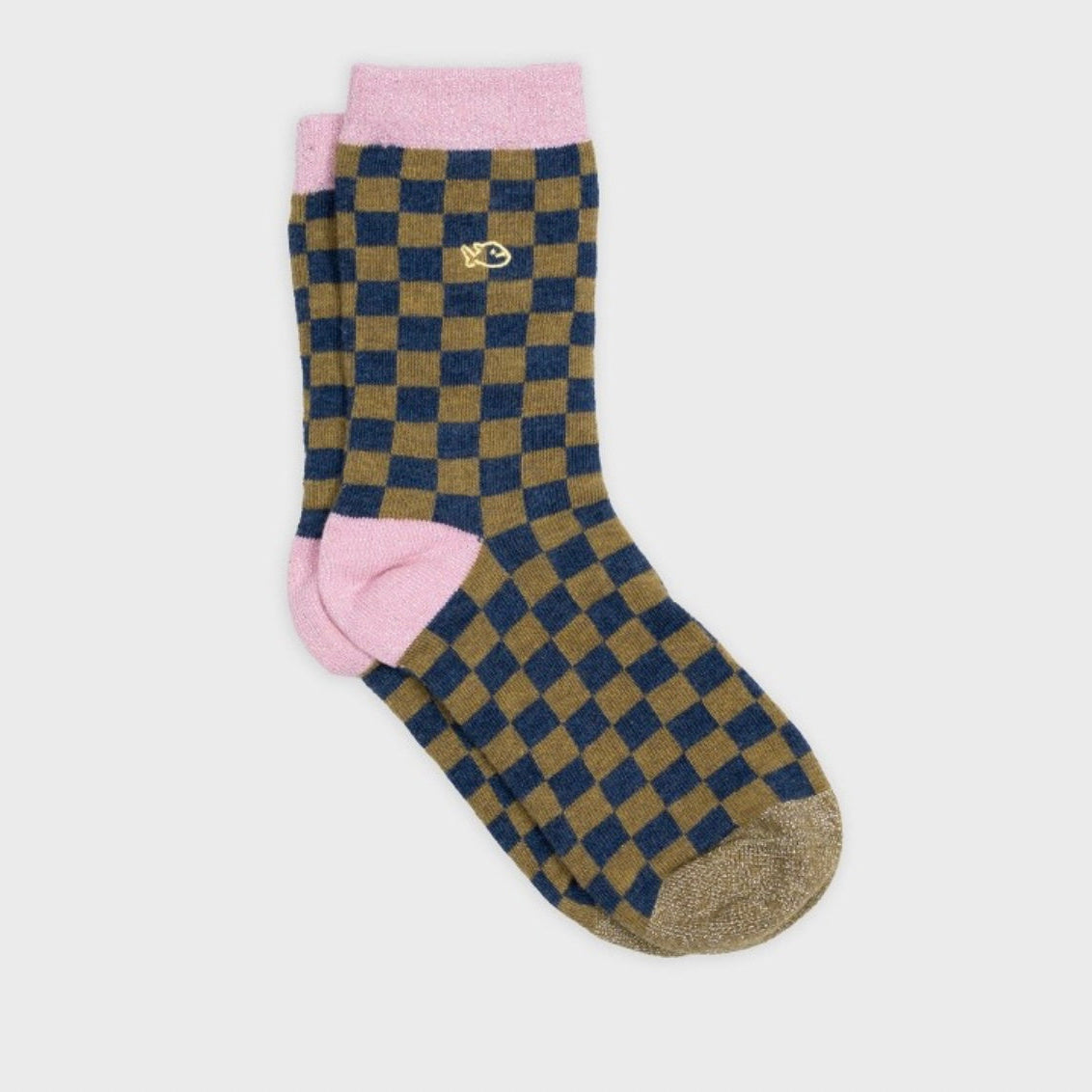 Chaussettes à carreaux kaki & bleu