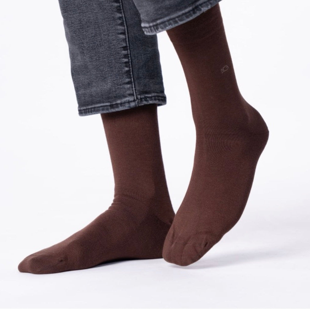 Chaussettes bambou marron