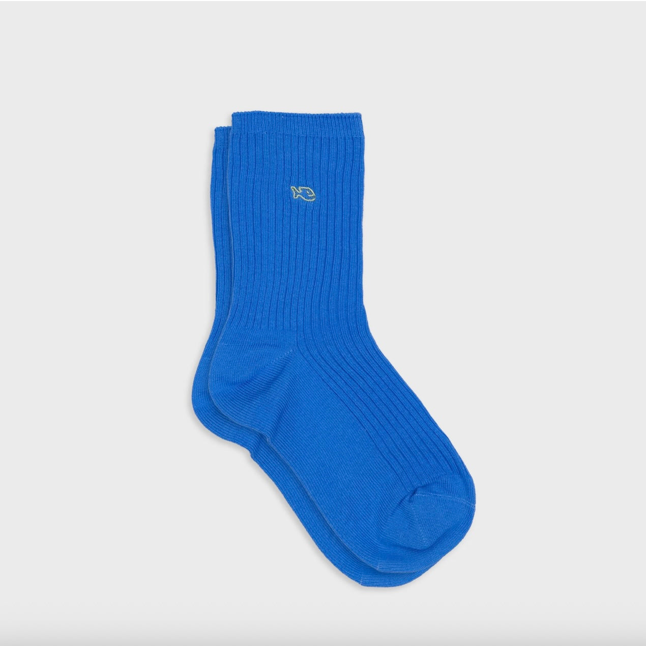 Chaussettes côtelées unies bleu