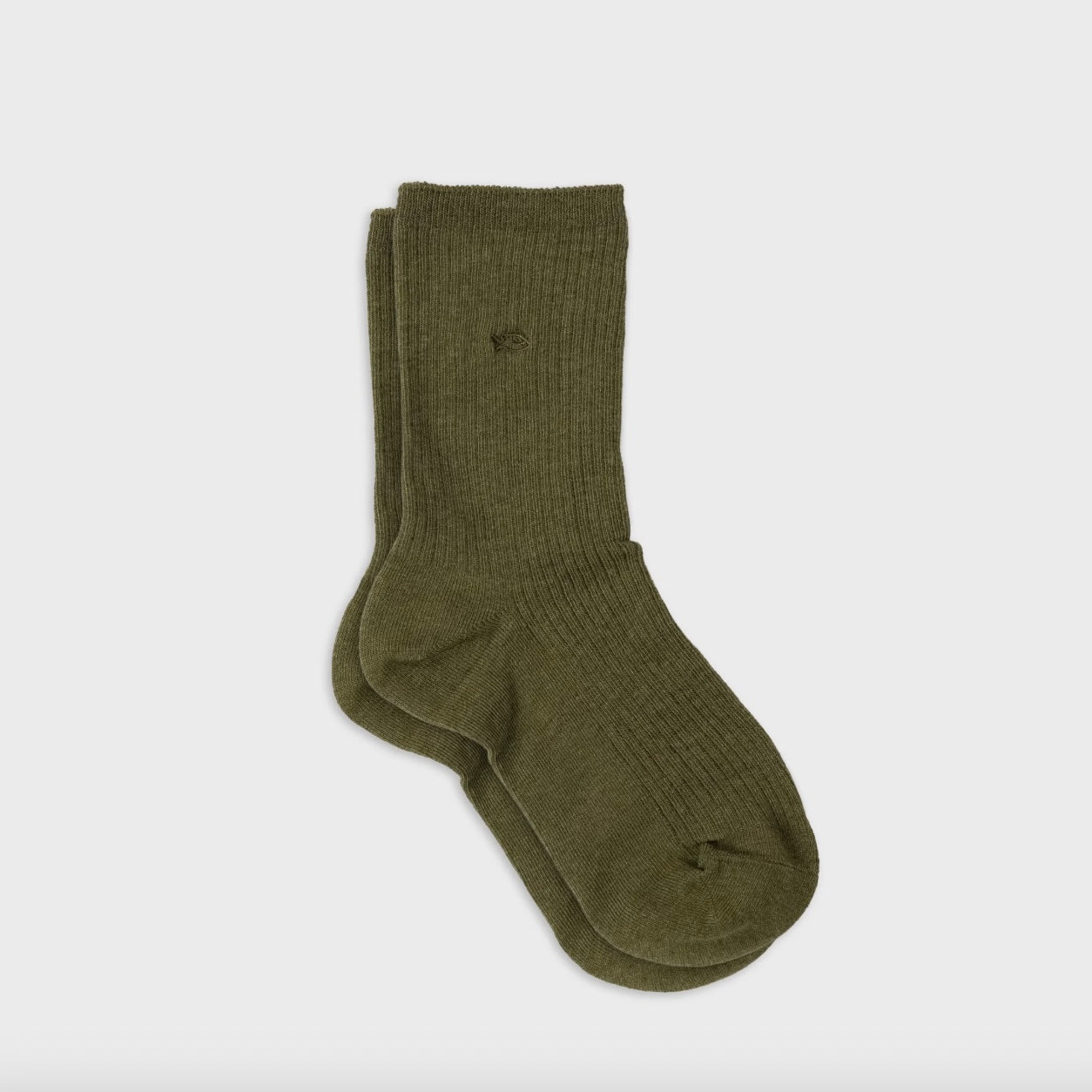 Chaussettes côtelées unies kaki