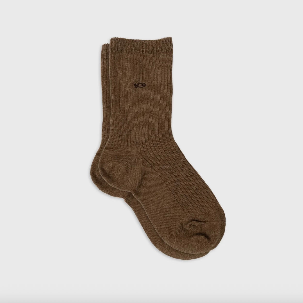 Chaussettes côtelées unies marron