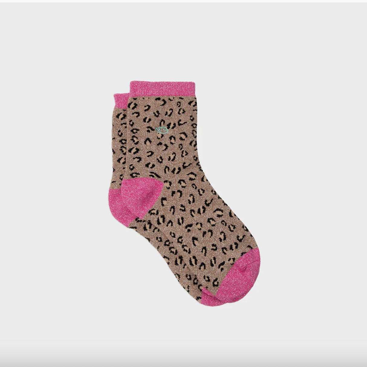 Chaussettes léopard camel & rose Pailletées