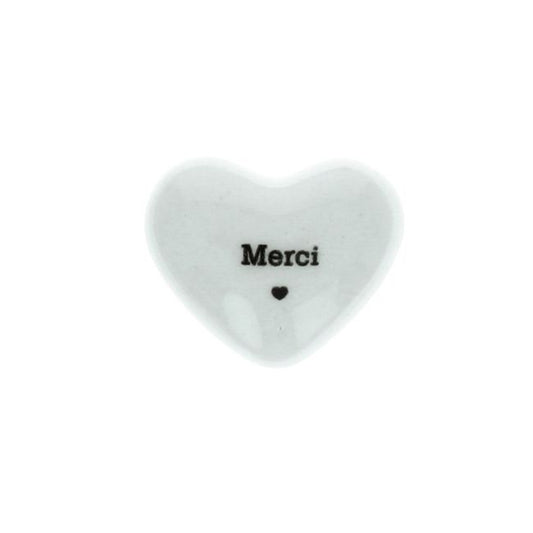 Coeur porcelaine Merci doré
