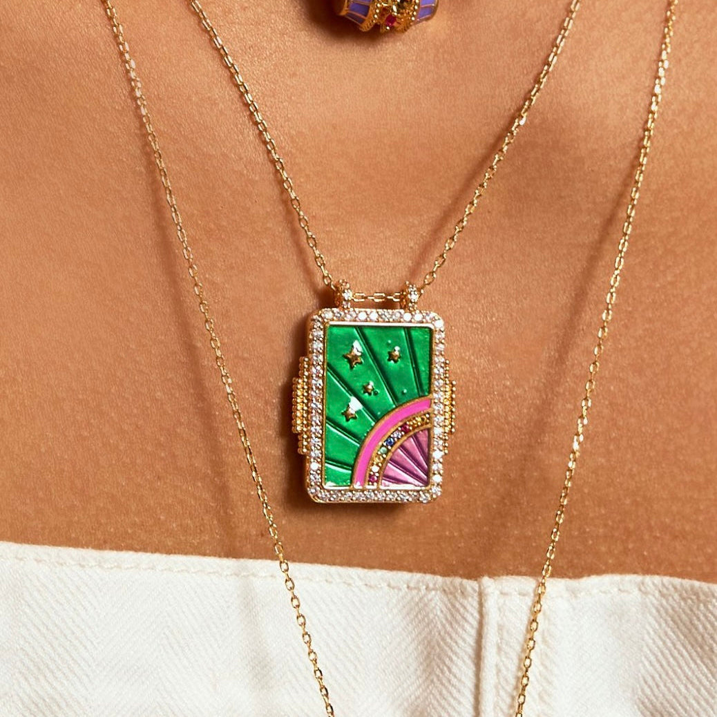 Collier Green Rainbow boheme