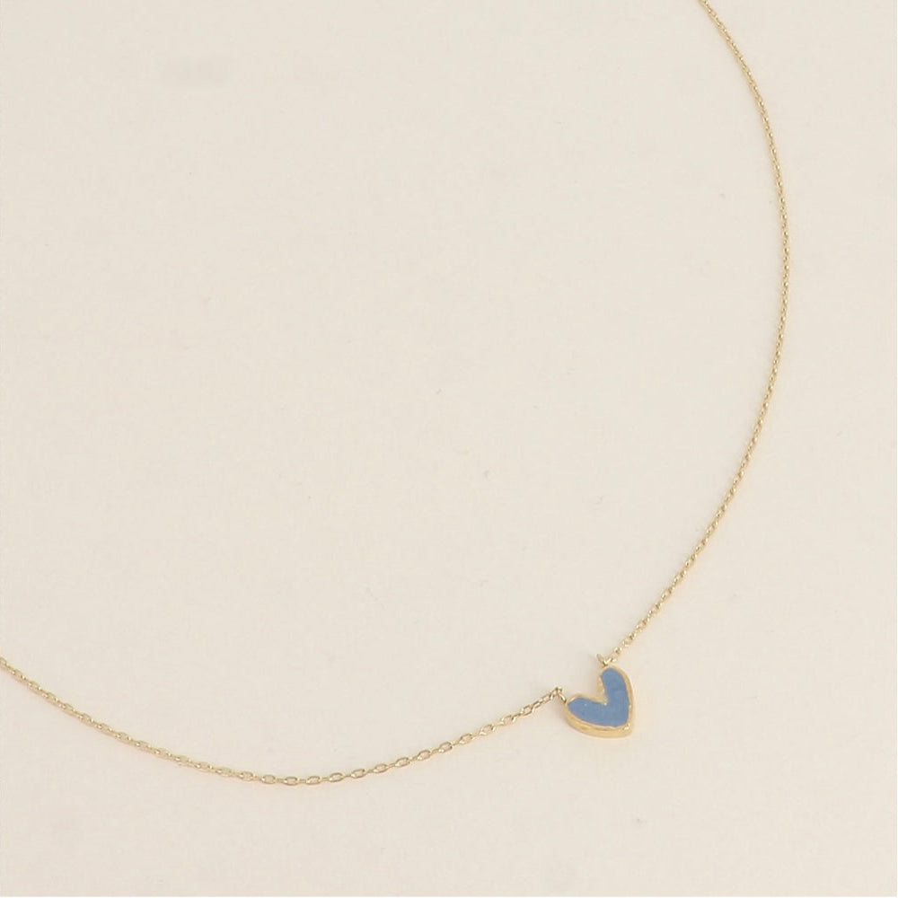Collier coeur émaillé