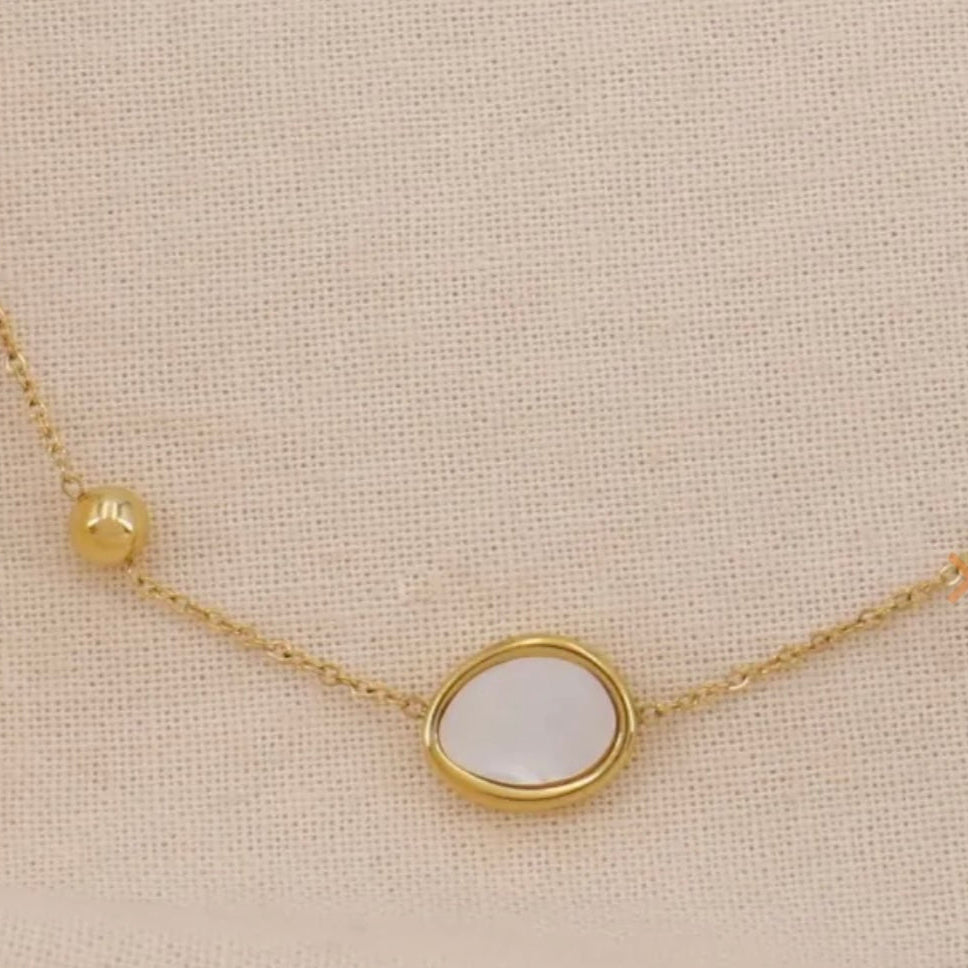 Collier chaîne boulet oval nacre
