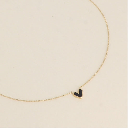 Collier coeur émaillé