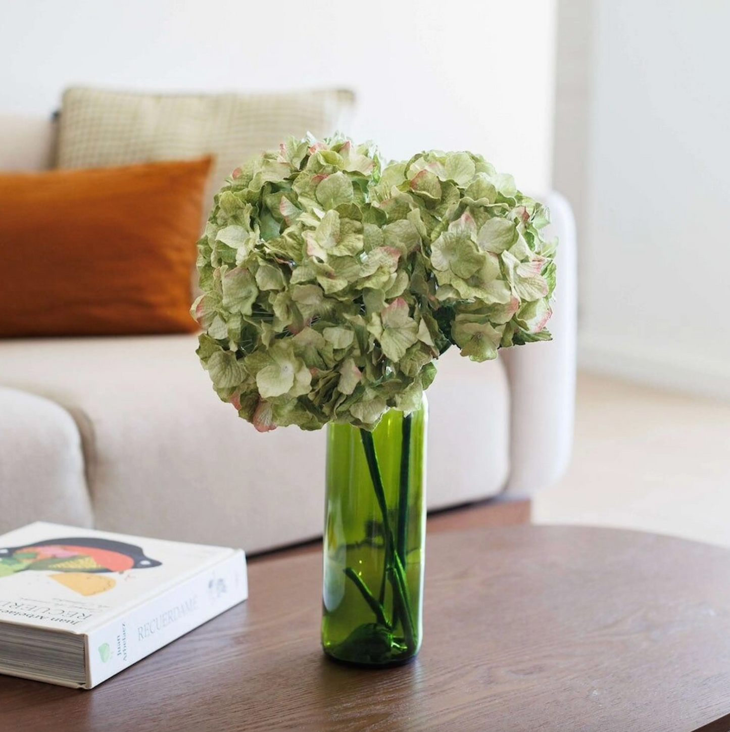 Fleur en papier hortensia verte