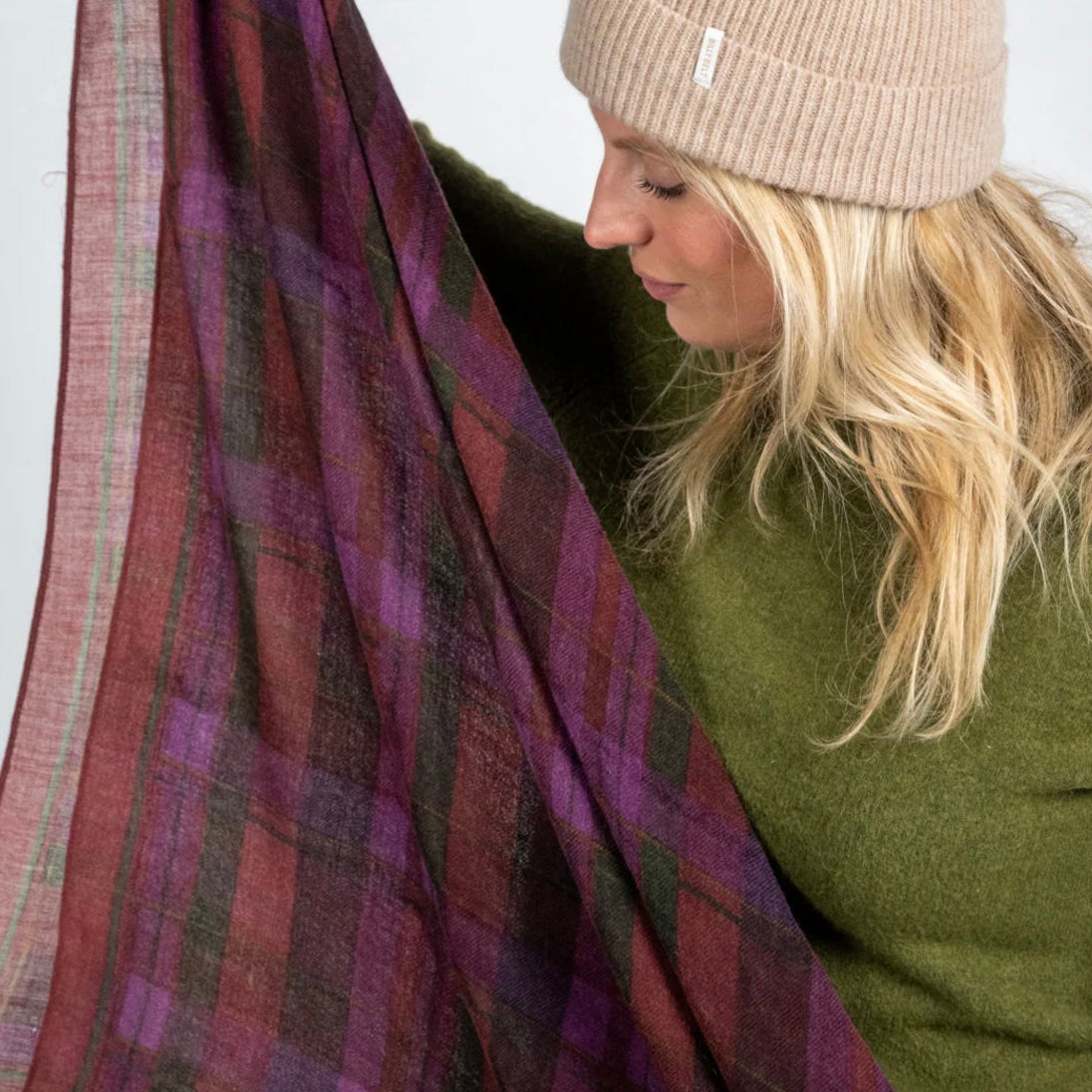 Foulard 100% laine violette