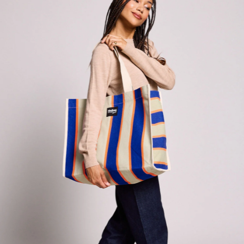 cabas rayures bleu électrique hindbag