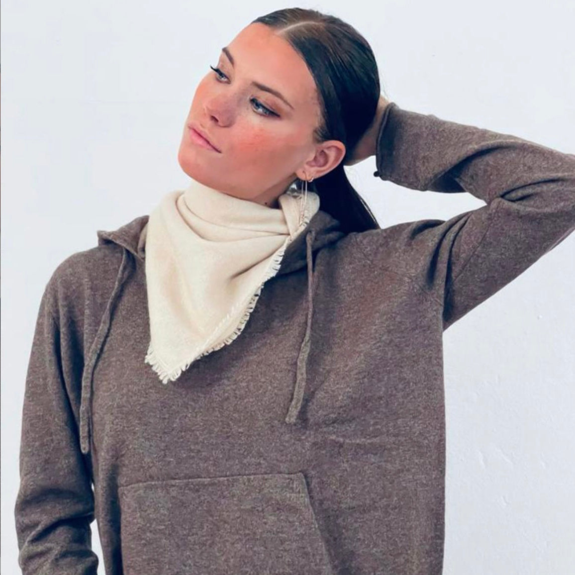 Mini écharpe cachemire beige