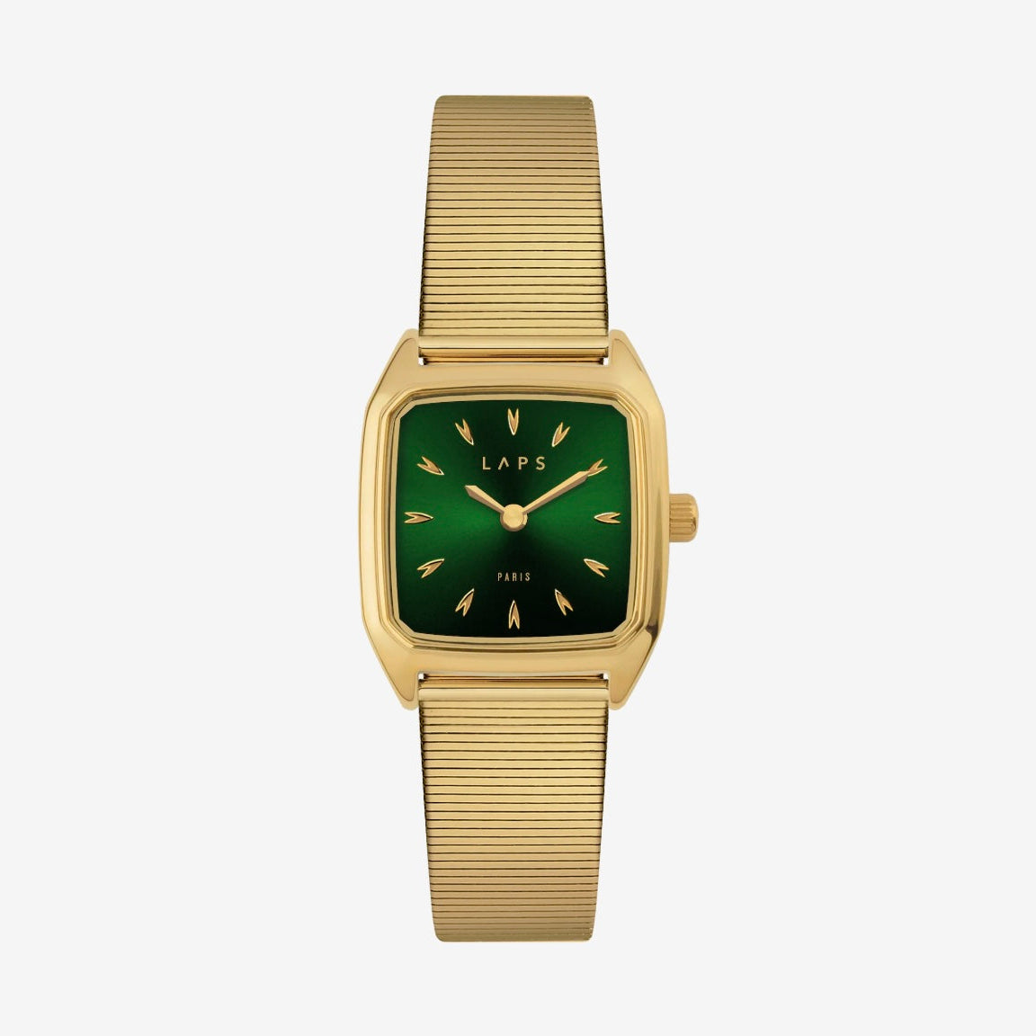 Montre Prima Nova verte - Bracelet Metal baguette
