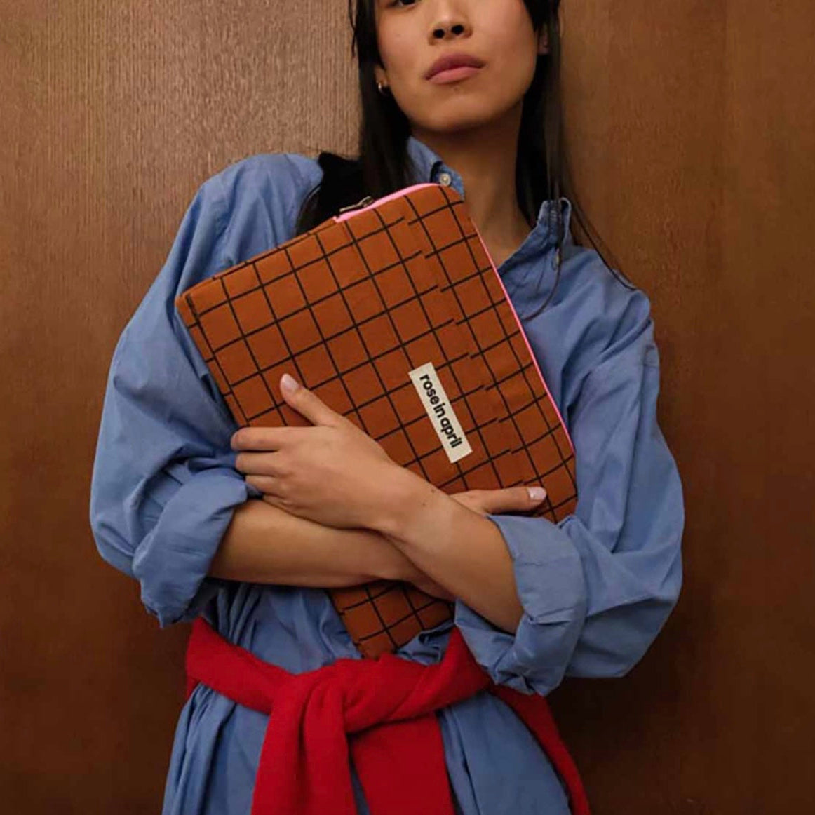 Pochette Ordinateur Octave check ginger