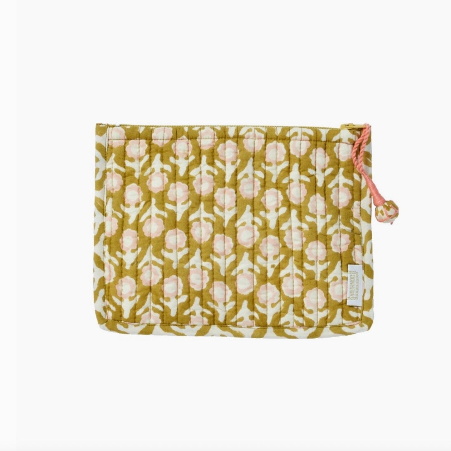 Pochette fleurs roses et moutarde