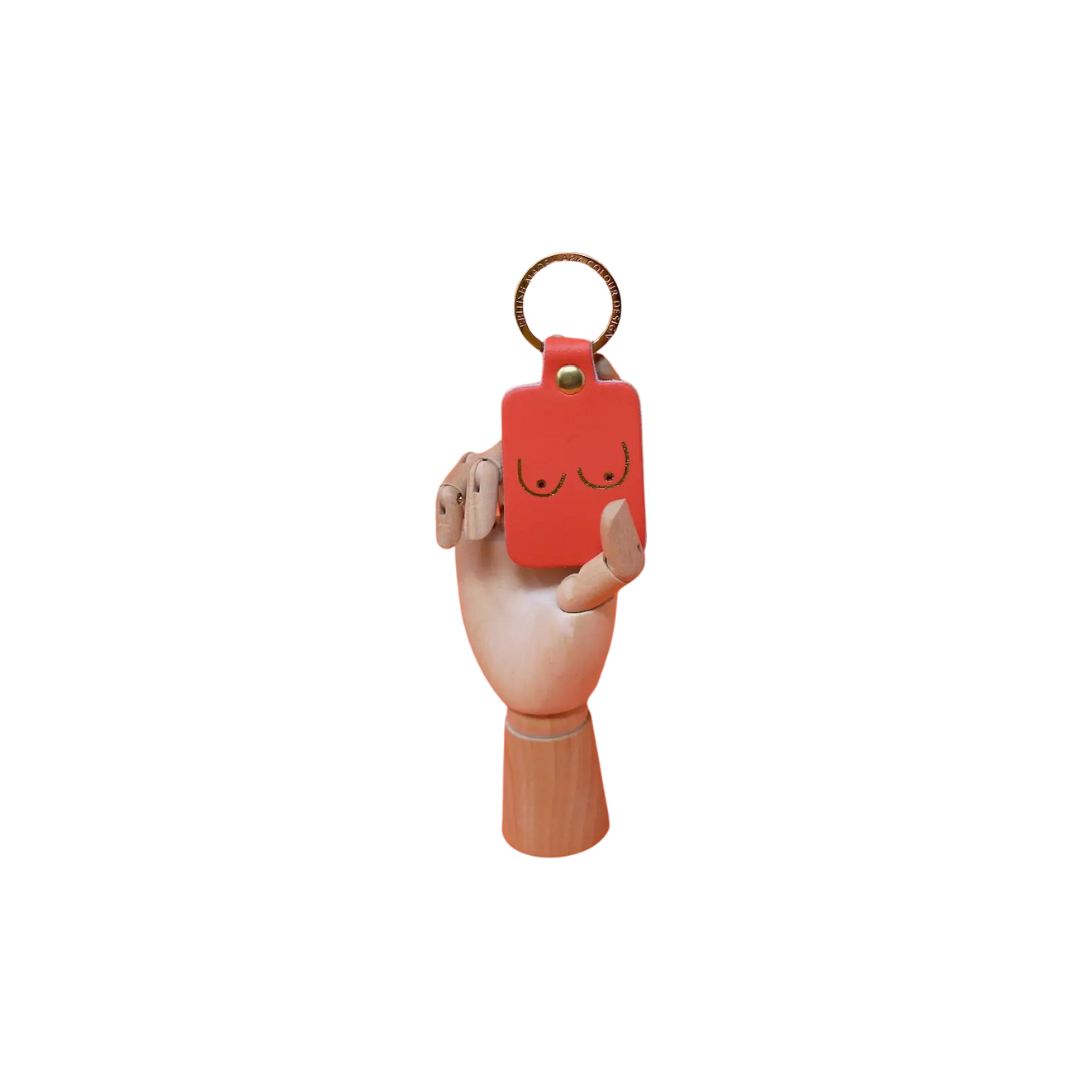 Porte clé cuir Boob - Corail
