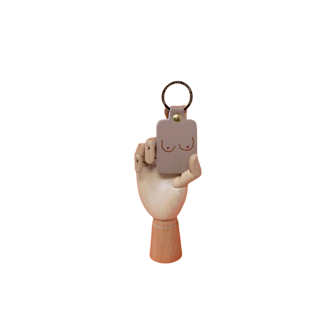 Porte clé cuir Boob - Beige