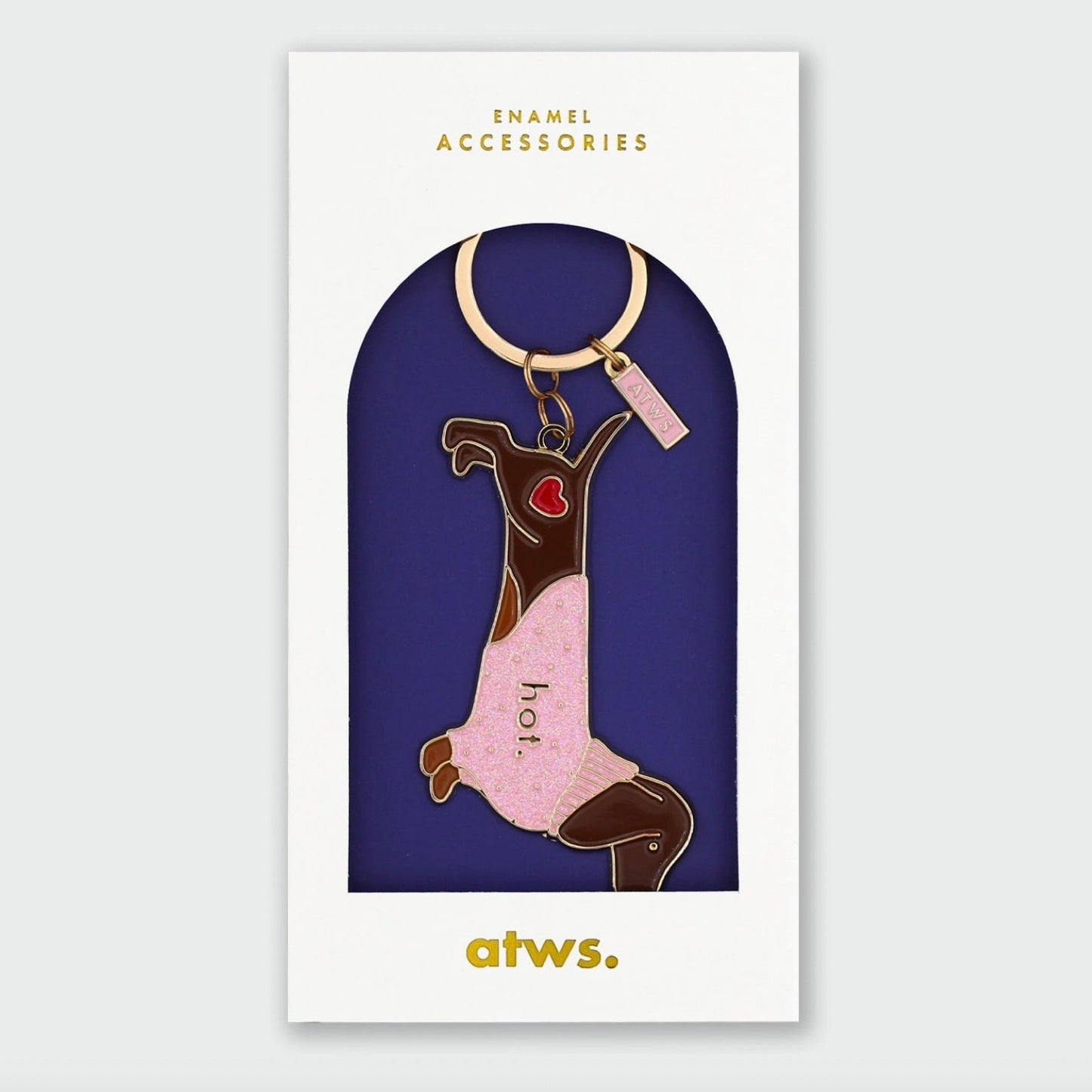 Porte clés teckel pull rose