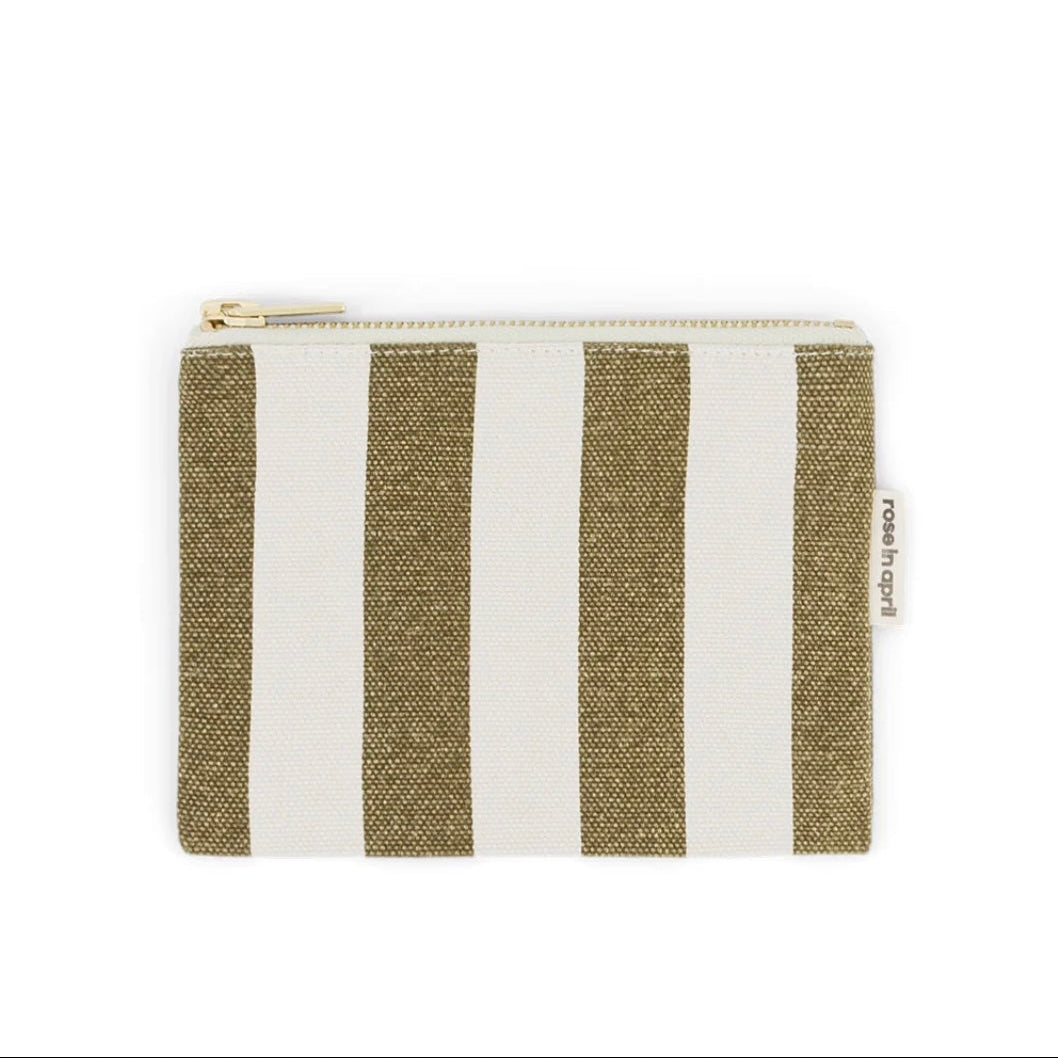 Porte monnaie rayures Olive et greige