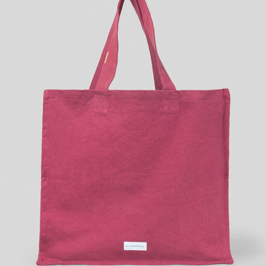 Grand cabas en toile de coton bio - Rose Framboise