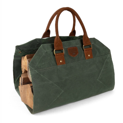 alaskan maker sac à bûches tissu waxé vert