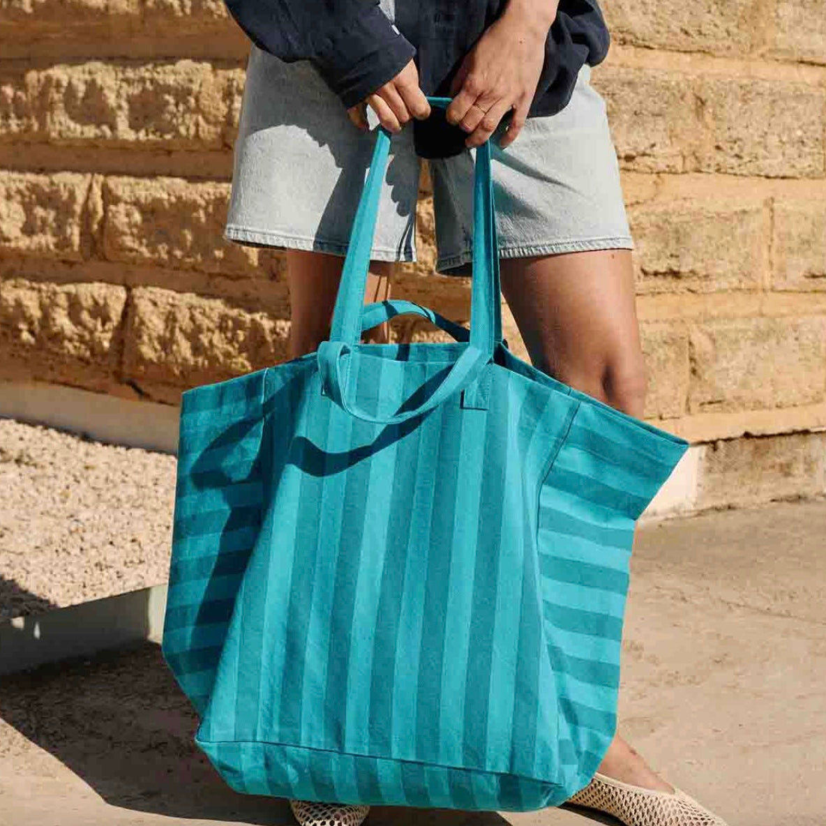 Sac cabas Rayures Tahitian / Turquoise
