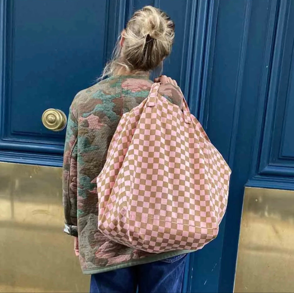 Sac cabas damier caramel strawberry