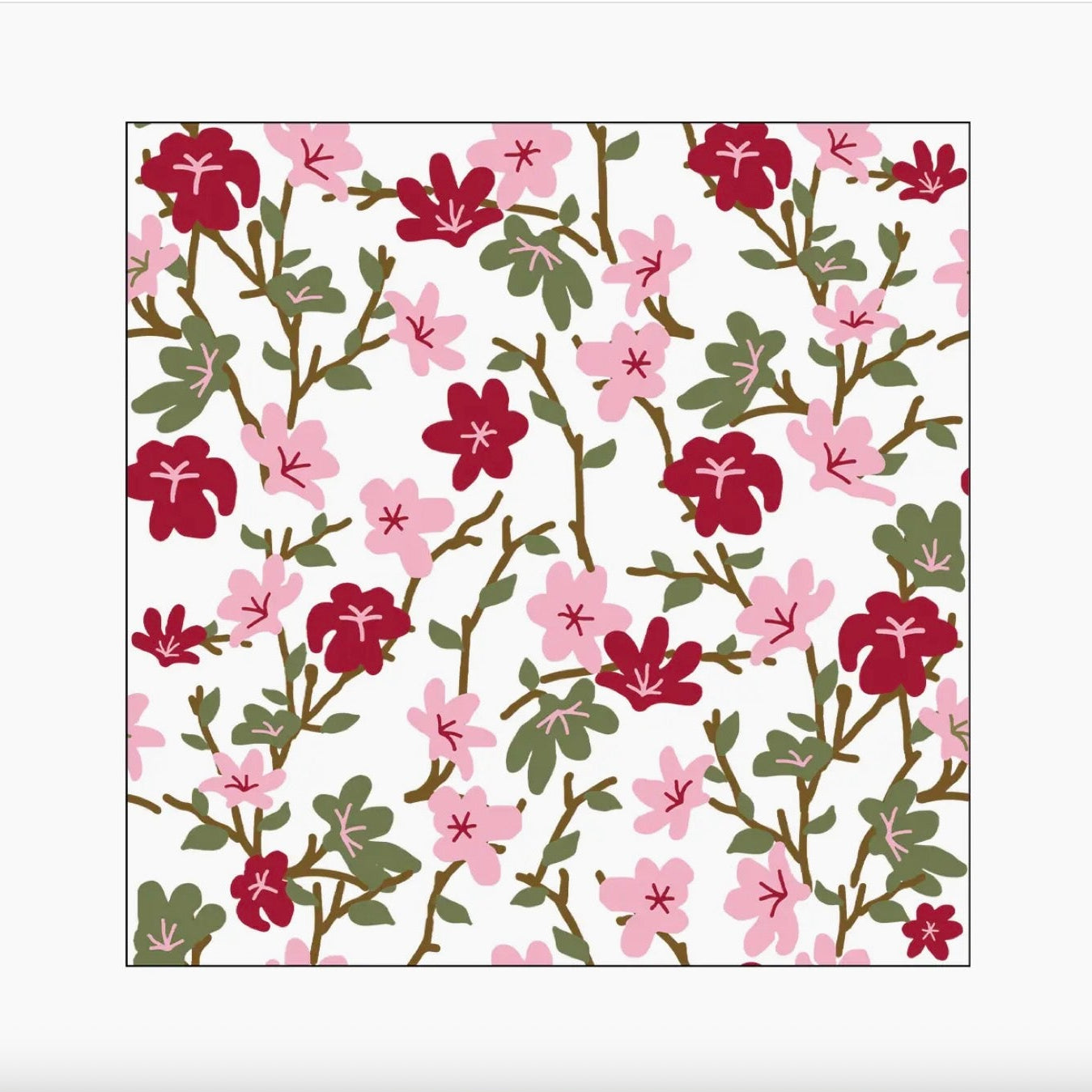 Serviette en papier fleurs roses