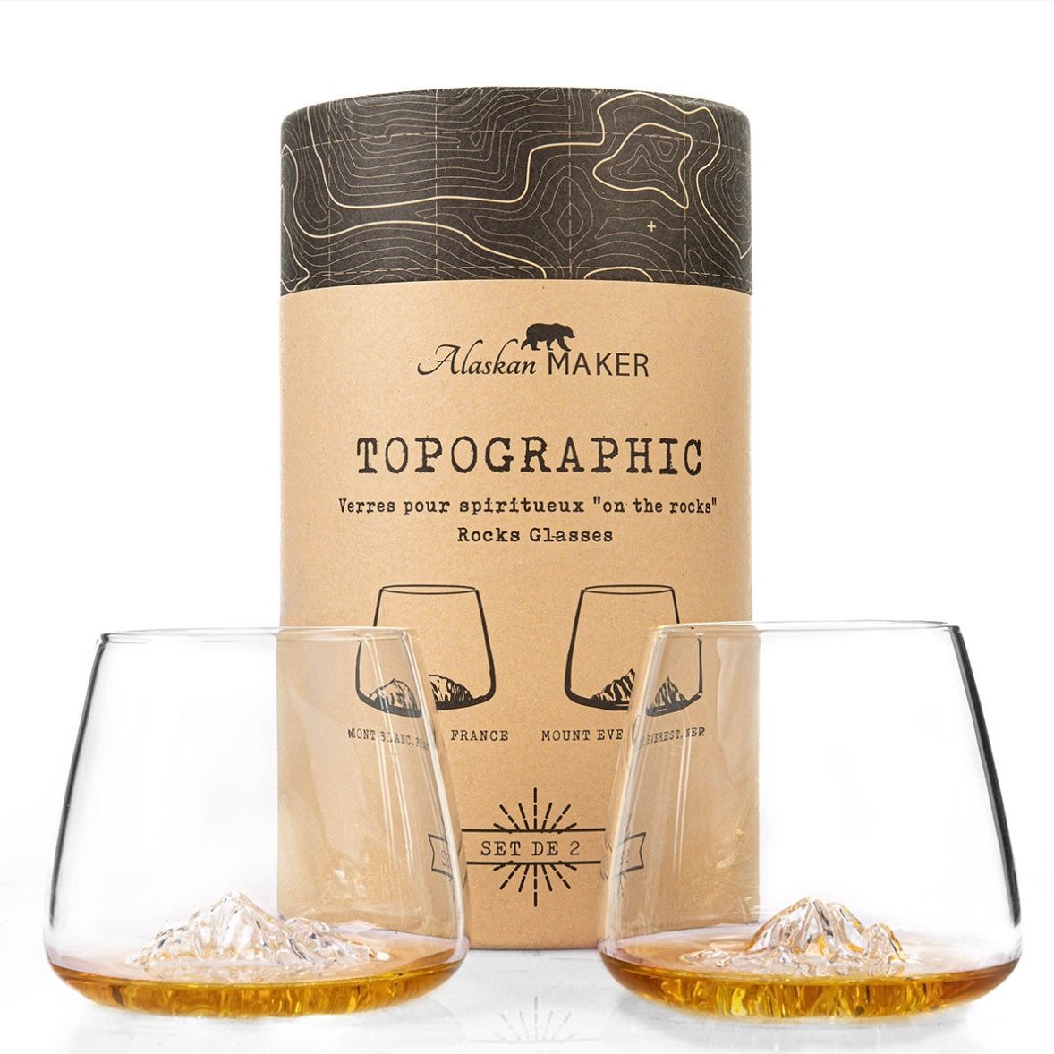 Set de 2 verres topographic: Everest & Mont Blanc