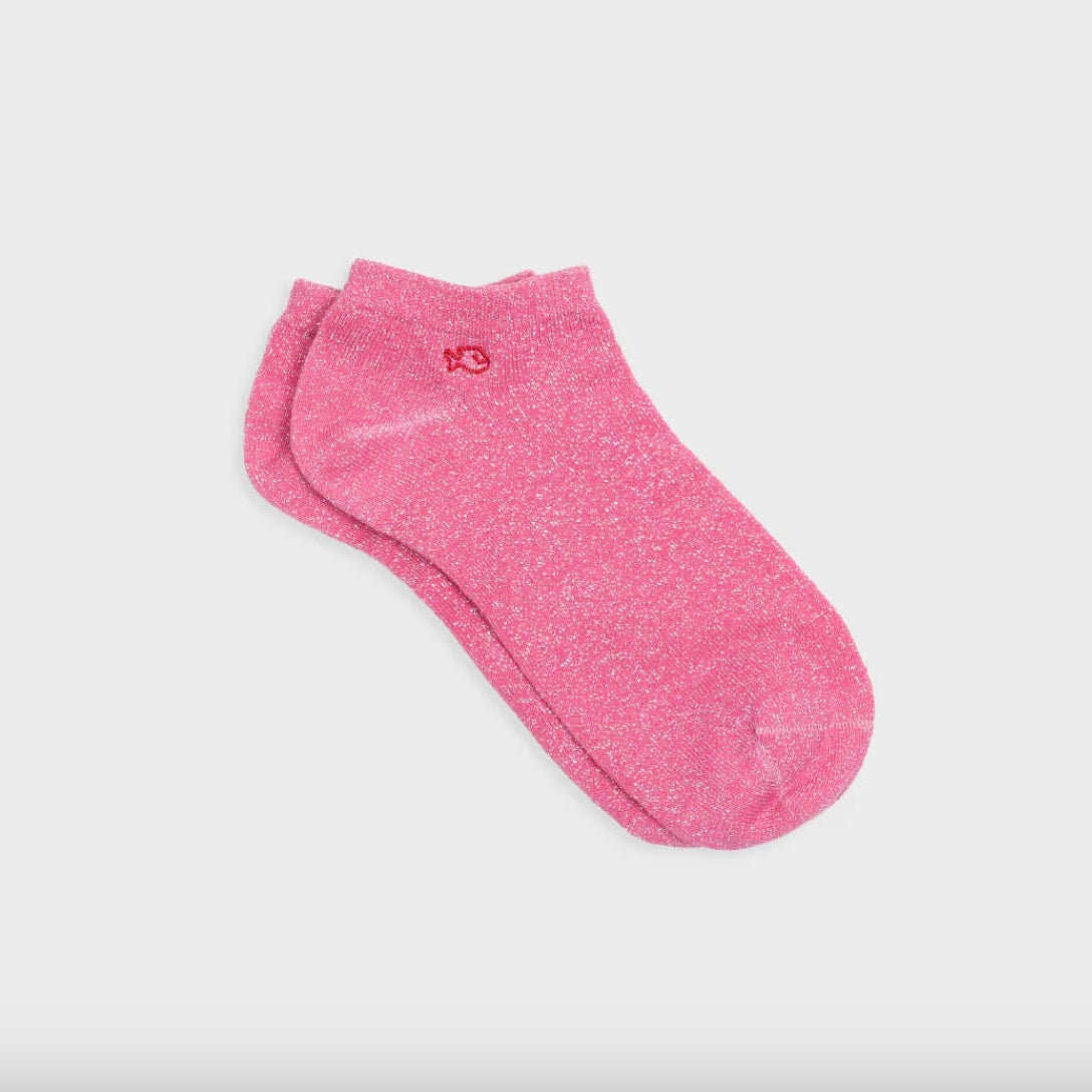 Socquette coton rose paillettes