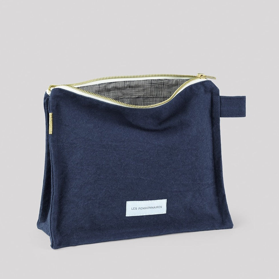 Trousse de toilette en toile de coton bio - Bleu orage
