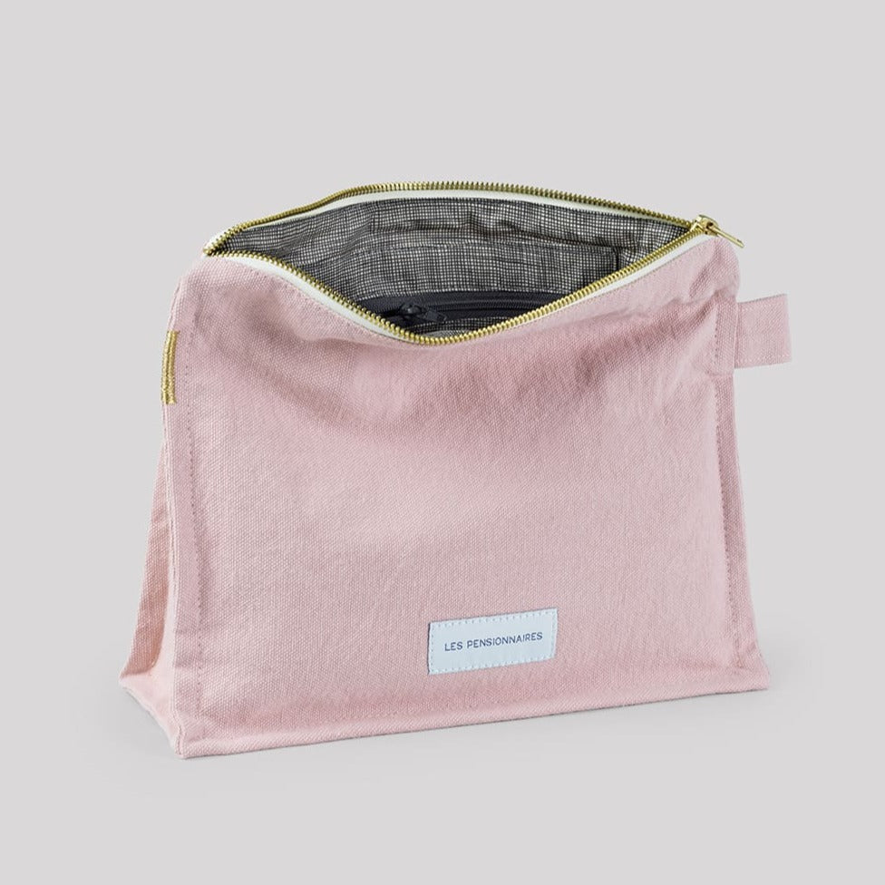 Trousse de toilette en toile de coton bio - Rose délicat