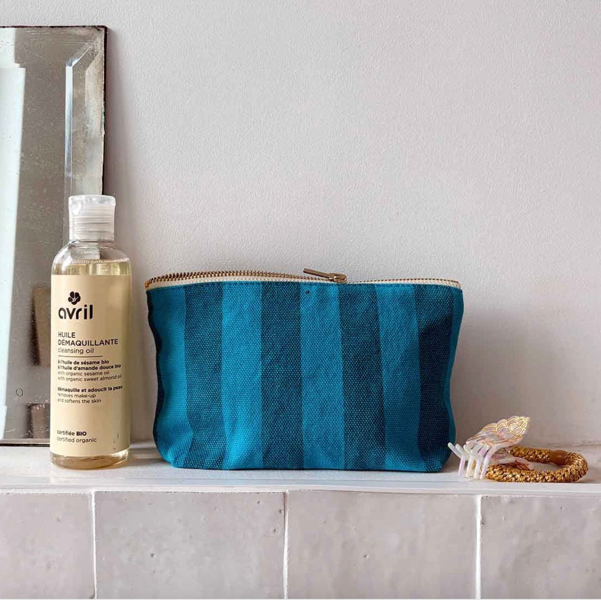 Trousse Sofia Rayures Tahitian / Turquoise