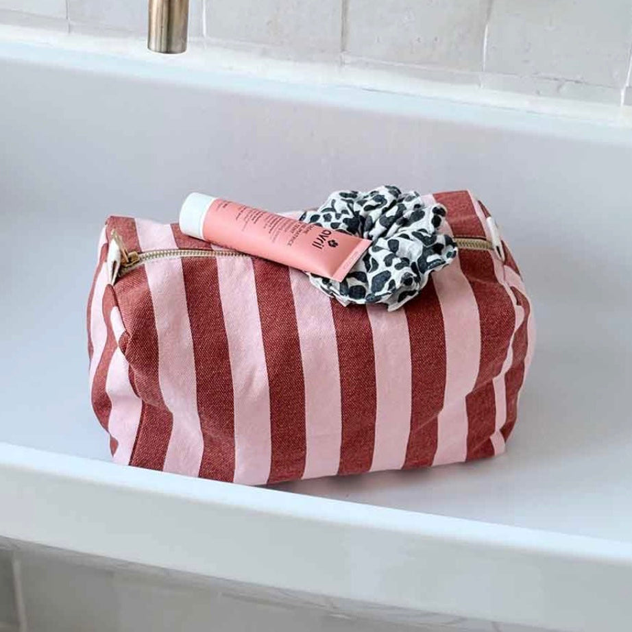 Trousse de toilette rayures Brick / pink
