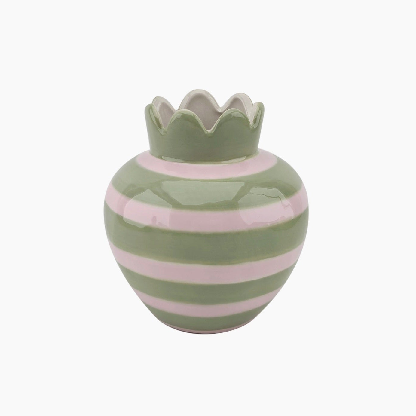 Vase ondule rayures roses et vertes