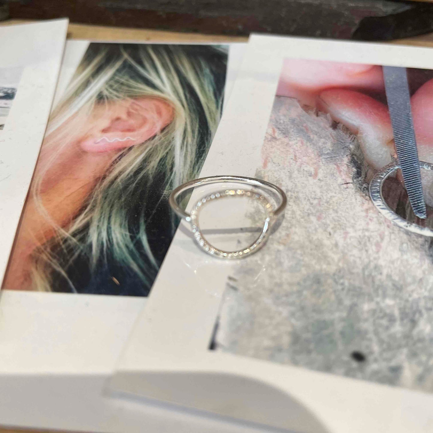 Bague rond martelรฉ Argent