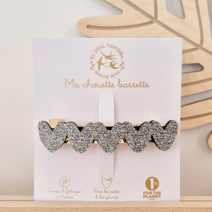 Barrette clip pailletée coeurs