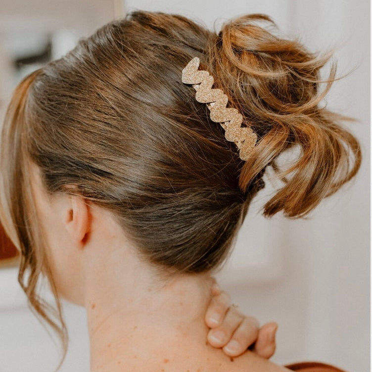 Barrette clip pailletée coeurs
