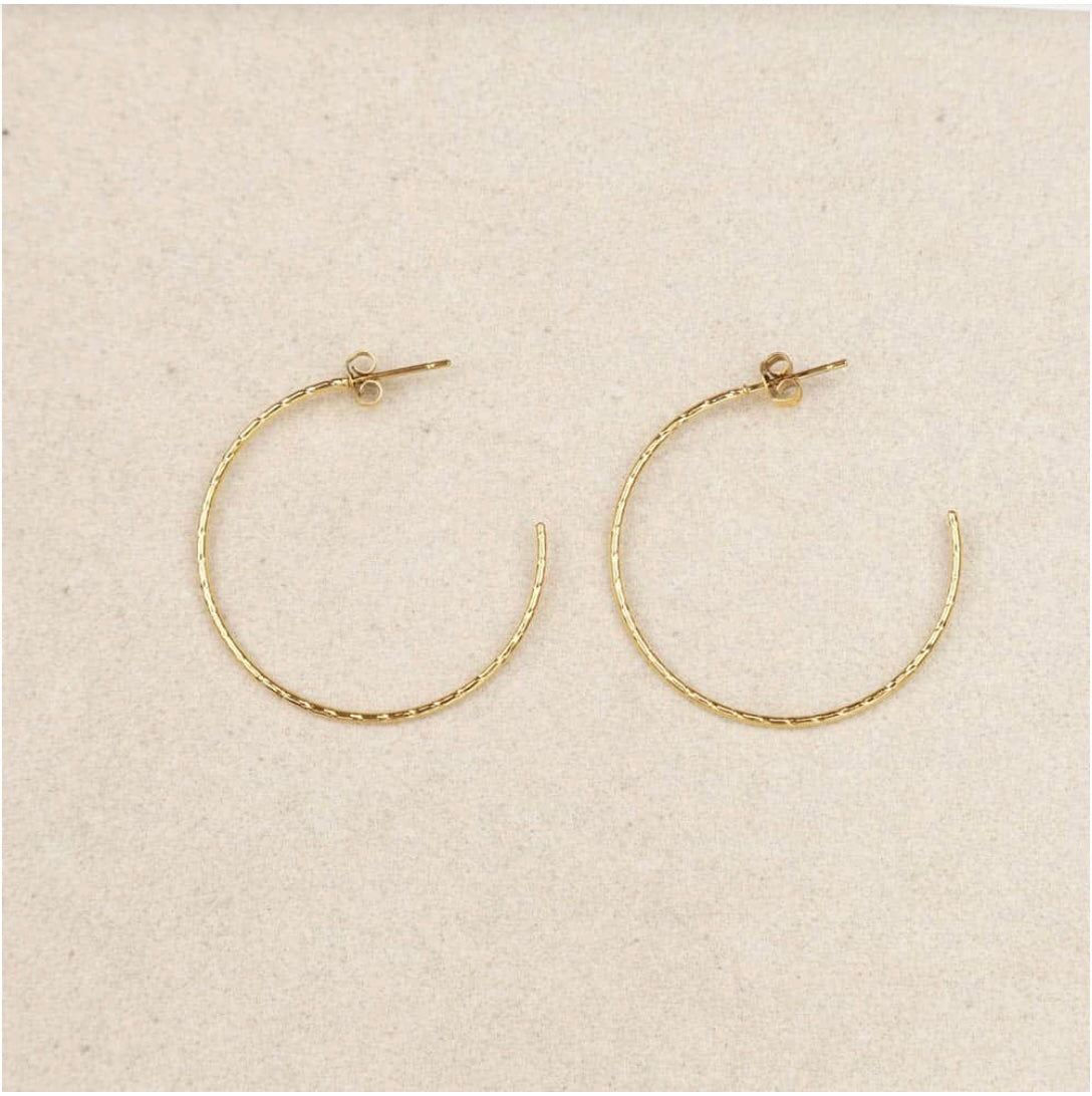 Boucles d'oreilles créoles fines texturées 35mm