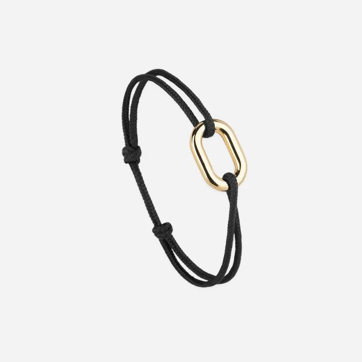 Bracelet Maillon 16mn - lien fin noir plaqué or