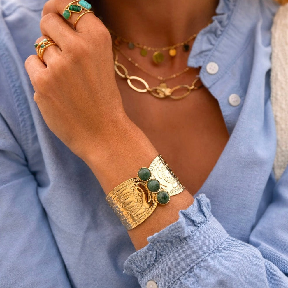 Bracelet manchette 3 pierres - Marta