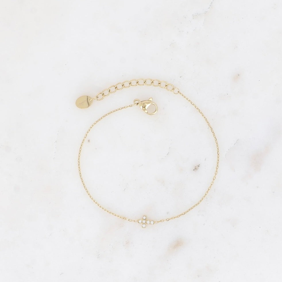 Bracelet mini croix pierres